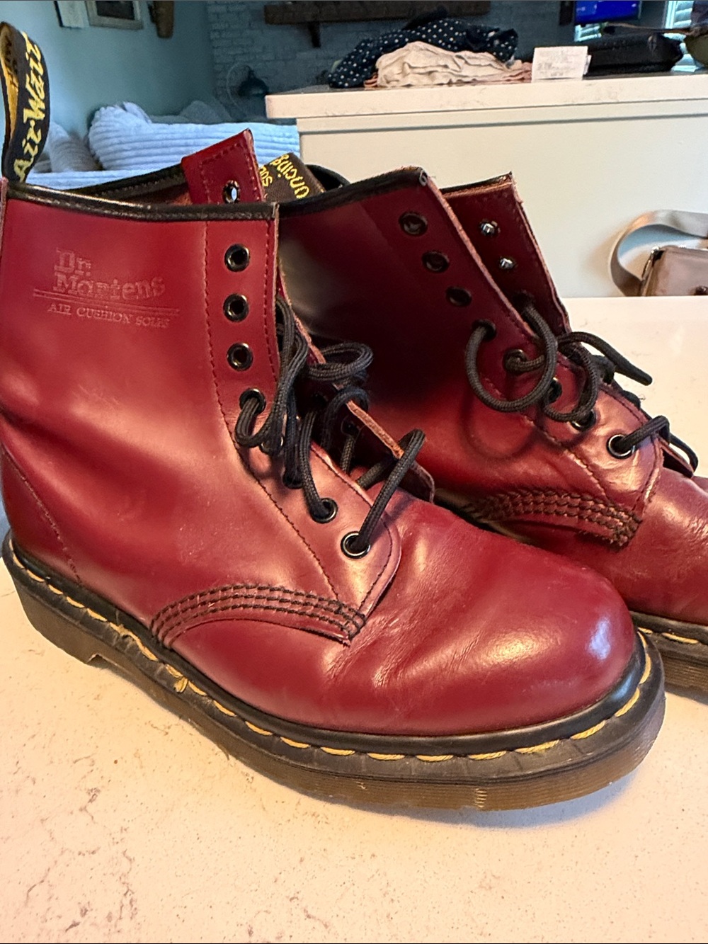 Dr. Martens Men's Cherry Red 8-Eye Leather Boots